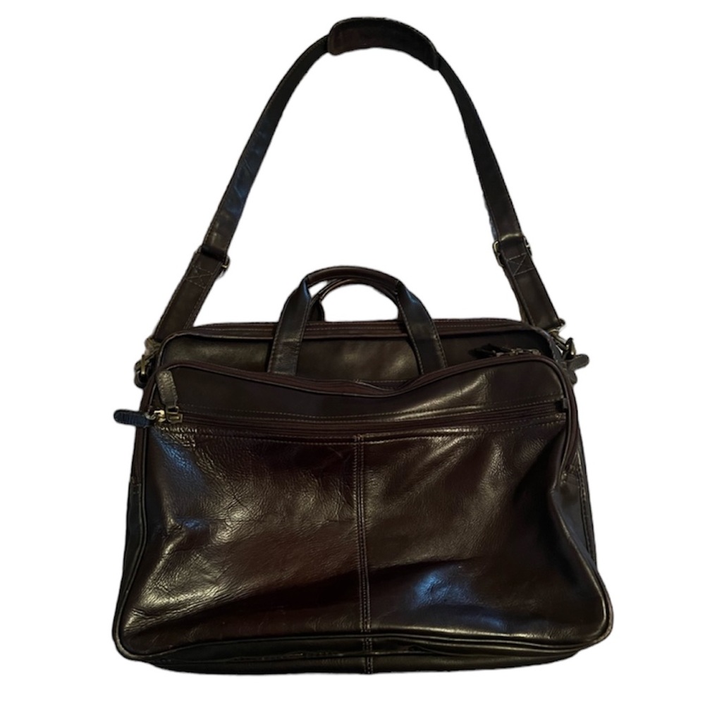 Mori Brown Leather Multi-pocket Briefcase made in Columbia High Quality
